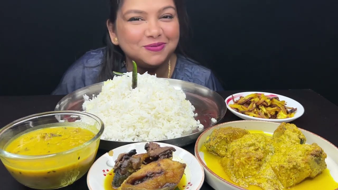 Bigbites, Eating Rice With Sorshe Ilish, ilish fry, ilish er matha diye mug dal, fulkopi vaja।।