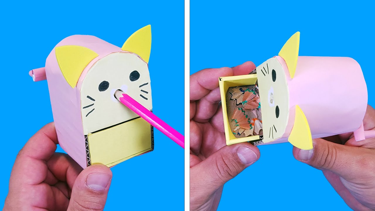ORIGAMI SHARPENER BOX! Make your Cat Sharpener from paper! Paper crafts ideas. Cardboard sharpener
