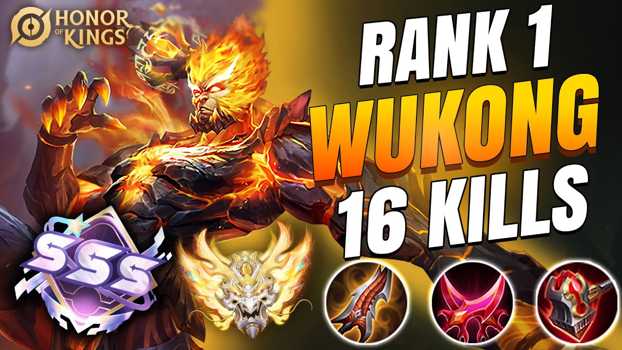 TOP 1 WUKONG 16 KILLS DESTROYS HIGH RANK | Honor of Kings