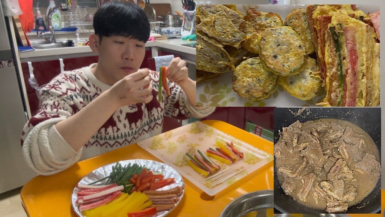 [먹방] 명절 음식(동그랑땡,산적,육전,갈비) [Eating show] korean new year food