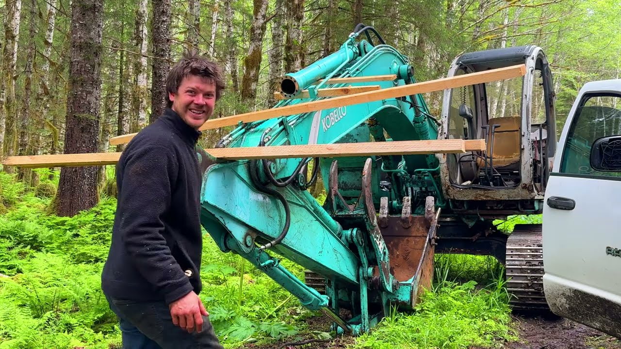 I Rebuild a Hydraulic Cylinder on Our Logging Excavator - Quick and Easy on Kobelco SK120 Excavator!
