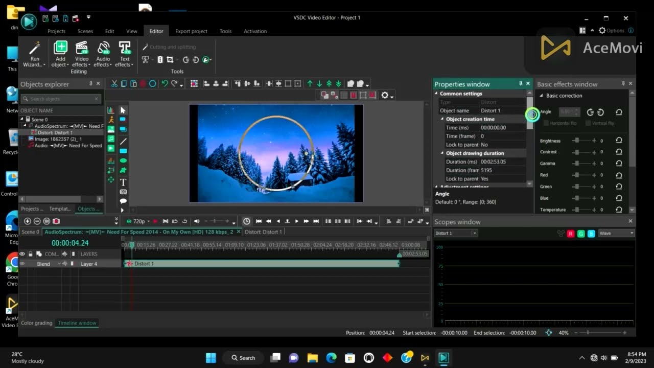 How to make basic circular audio spectrum using VSDC