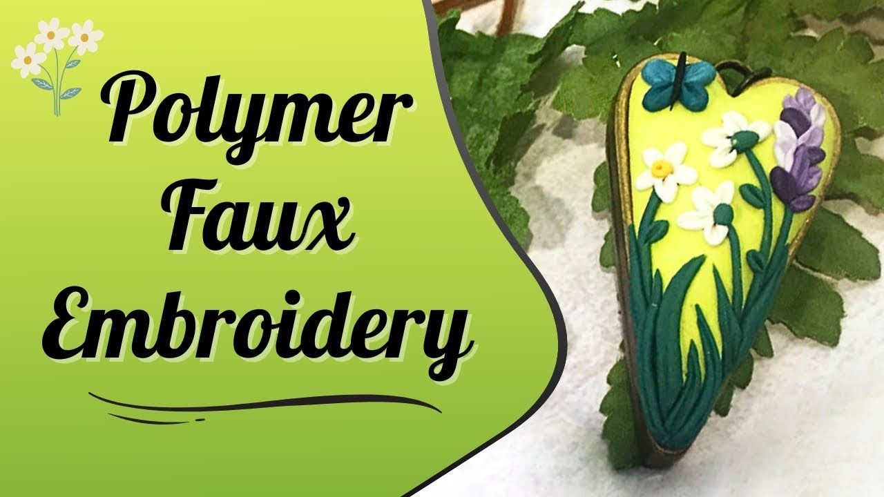 How to Make a Polymer Clay Pendant with Faux Embroidery Flowers & Butterflies