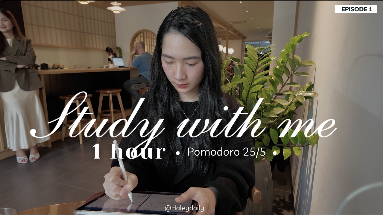 1-HOUR STUDY WITH ME 🌱 Calm•Positive Music | Be Gentle With Yourself, Deep Focus | Pomodoro (25/5)