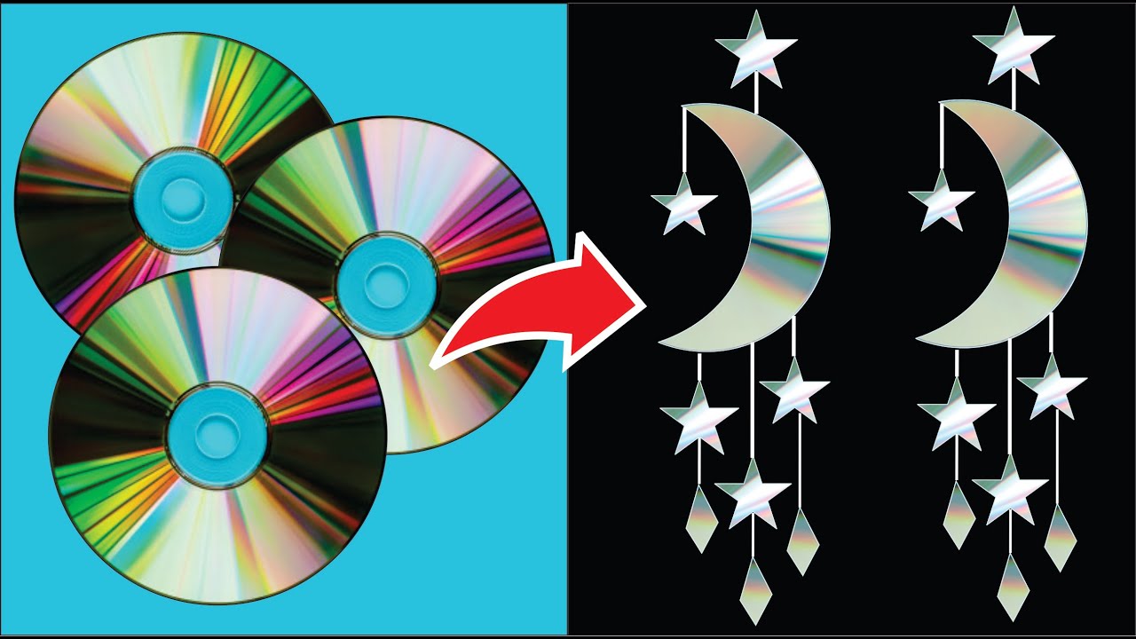 Cómo Hacer 🌙 LUNA y Estrellas⭐ de CD - IDEA DE DECORACIÓN DIY GENIALES Y BARATAS PARA HACER con CDs