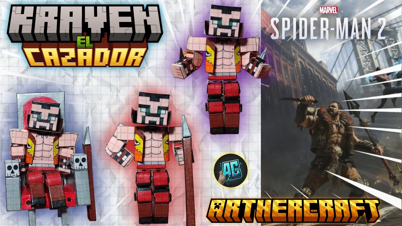 &iexcl;CREA a Kraven el Cazador en Minecraft! | &iexcl;FIGURA &Eacute;PICA que no puede faltar!🦁✂️📄🔥 | ArtherCraft