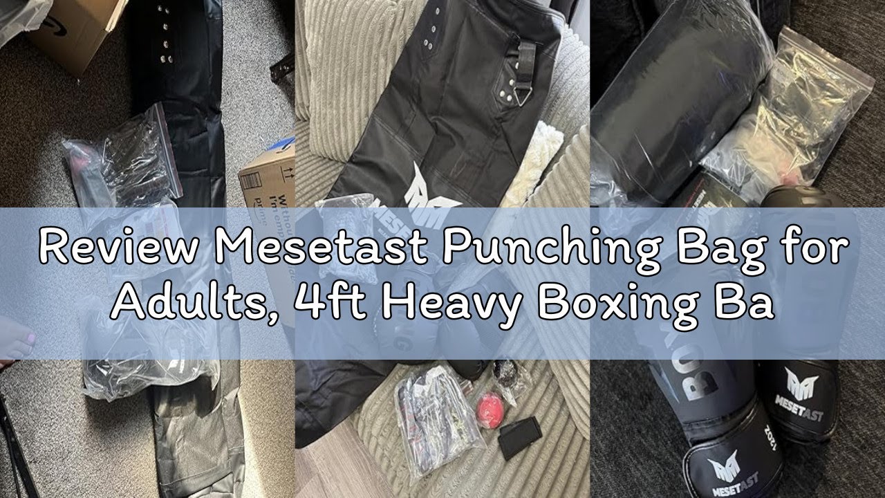 Review Mesetast Punching Bag for Adults, 4ft Heavy Boxing Bag Set with 12 OZ Gloves for MMA Karate K