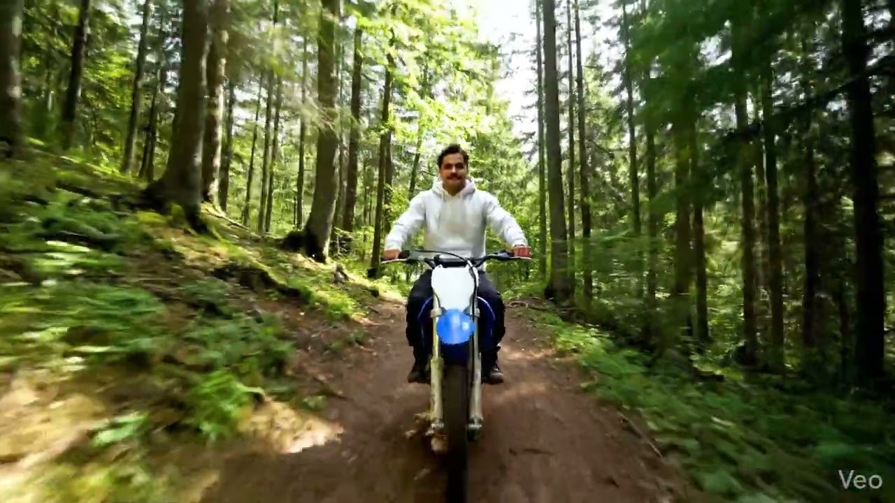 I drive bike in forest 