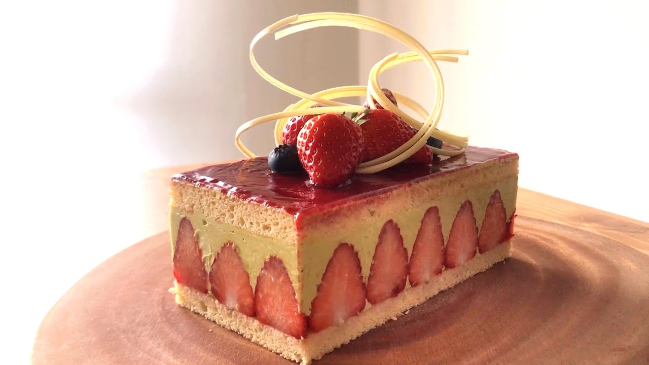 フレジェピスターシュの作り方 | Fraisier pistache | Strawberry and pistachio cake Recipe  🍓