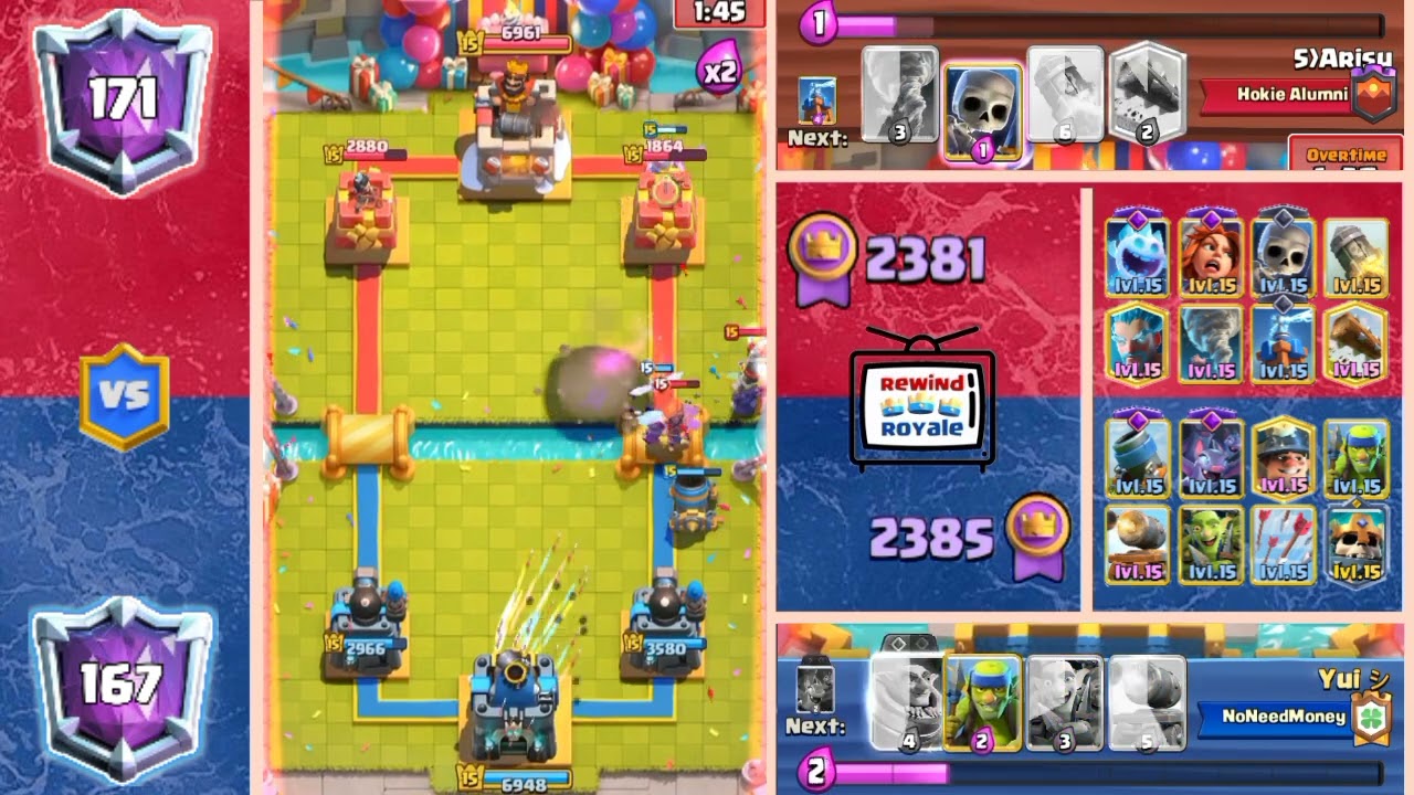 SKELETON KING MINER MORTAR BAIT VS ICE WIZARD ROCKET CYCLE #clashroyale