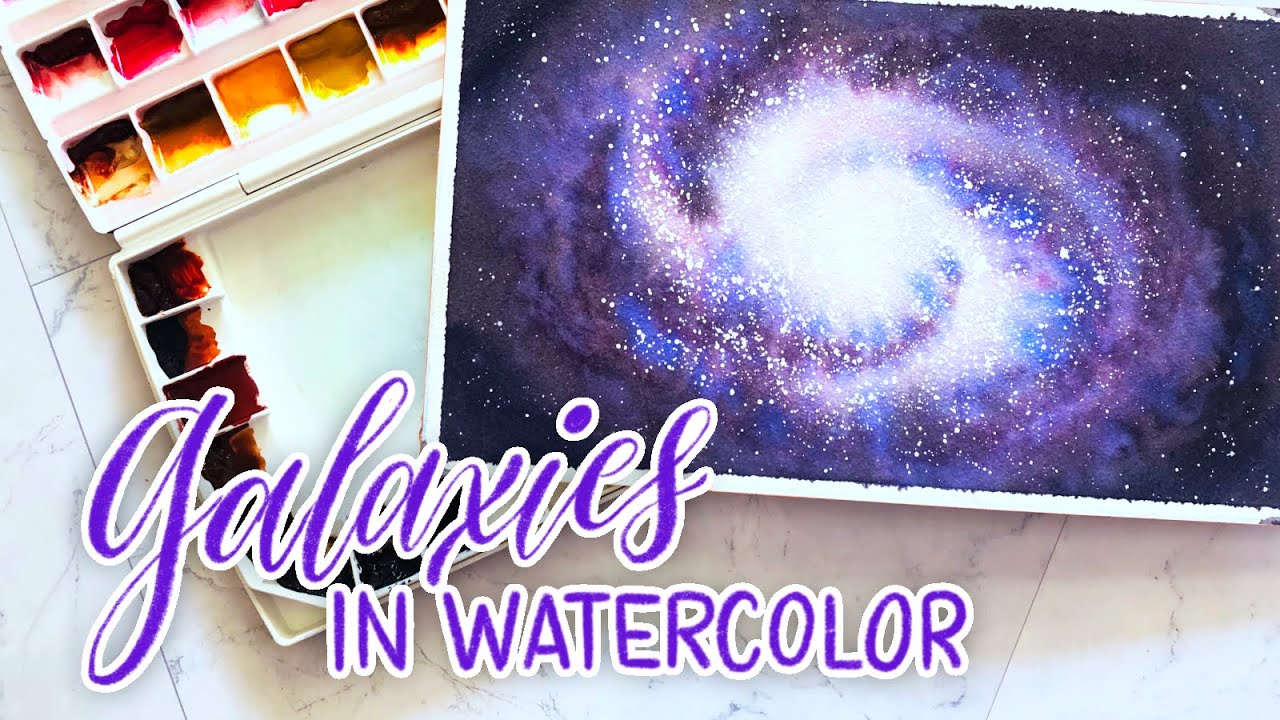 Painting Watercolor Spiral Galaxy