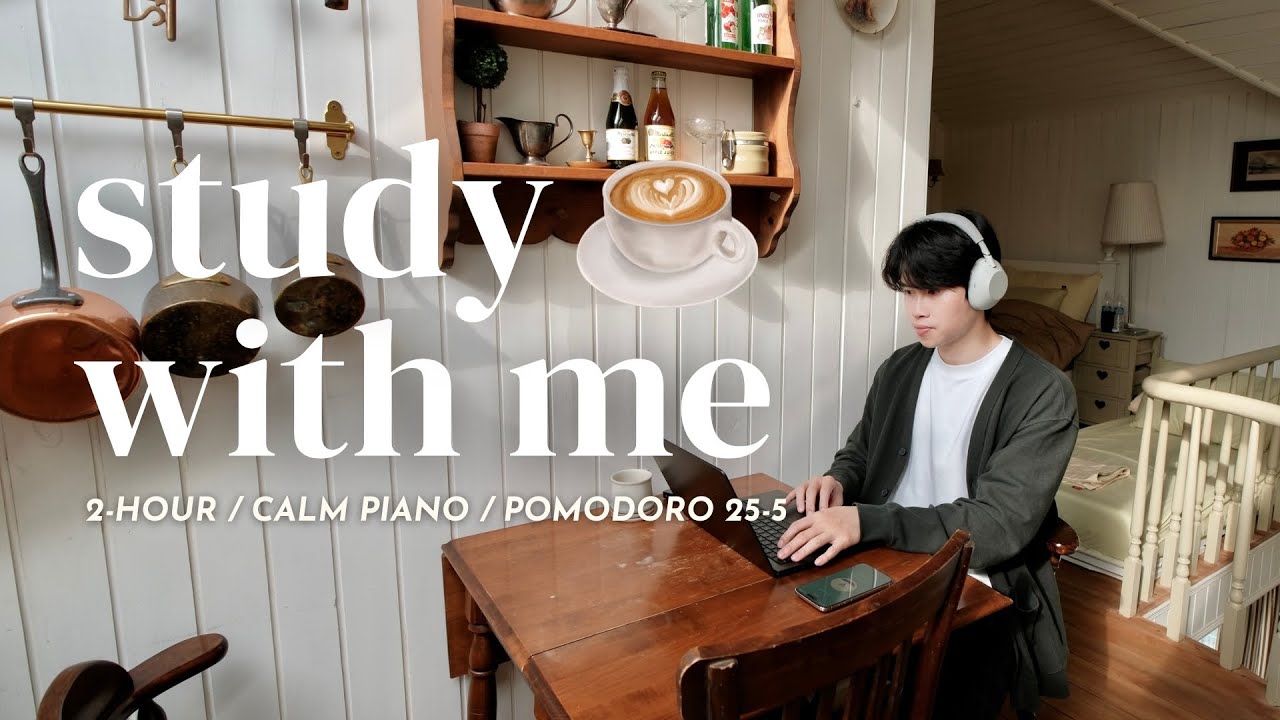🌤️ 2-HOUR STUDY WITH ME ON A COZY MORNING | 🎹 Calm Piano, Pomodoro 25/5