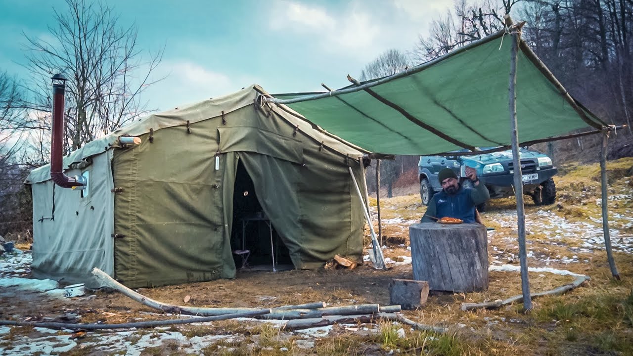 Late winter in a hot tent | Life in a big military tent