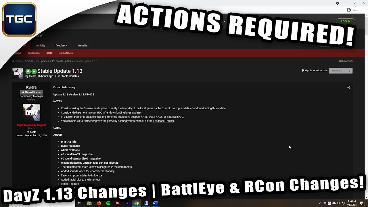 DayZ 1.13 Changes | What server owners need to know and do!