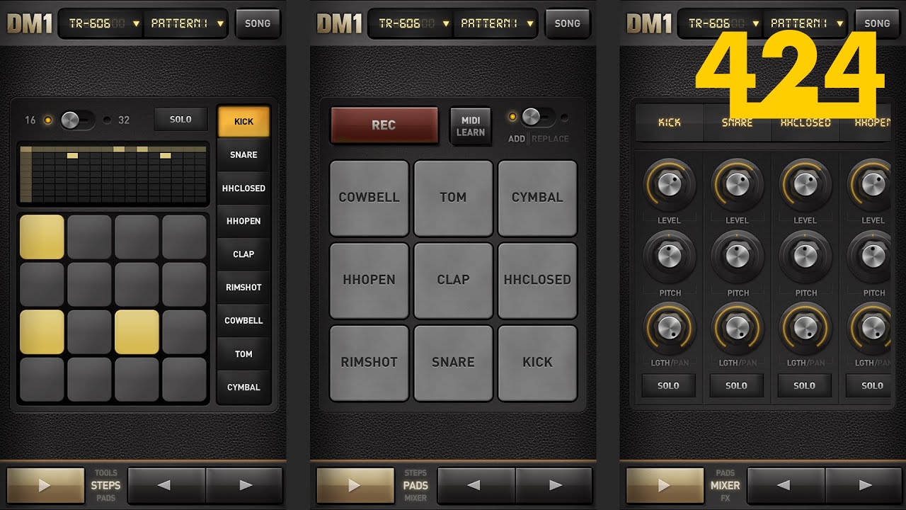 DM1 DRUM MACHINE TUTORIAL #1: Steps, Pads, & Mixer | 424recording.com