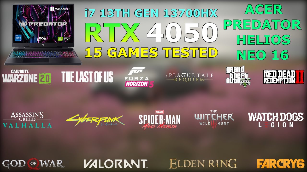 Acer Predator Helios Neo 16 - RTX 4050 + i7-13700HX - Test in 15 Games in 2023