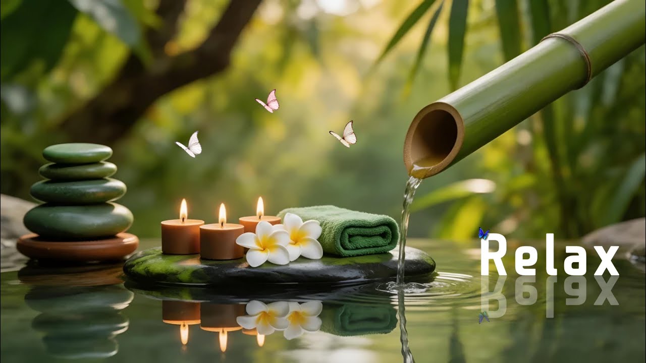Relaxing Music + Bamboo Water Sounds 🌿 Ultimate Deep Sleep & Anxiety Relief Ambience - Nature Sounds