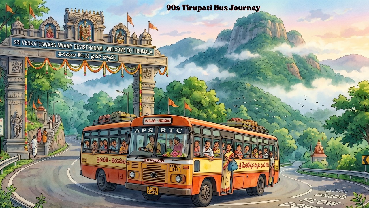 90s Tirupati Bus Journey | Nostalgic Family Trip ASMR #ghibli #tirupati