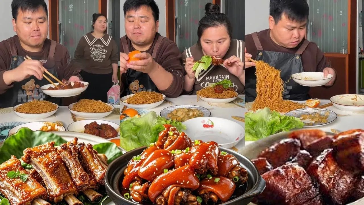 The stupid husband wanted to eat the braised pork again, but he could only eat the empty plate.
