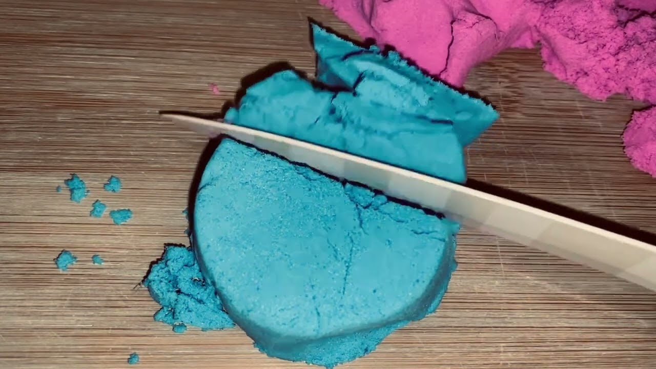 ASMR Cortando ARENA KINÉTICA Rosa y Azul – Cutting Pink & Blue Kinetic Sand