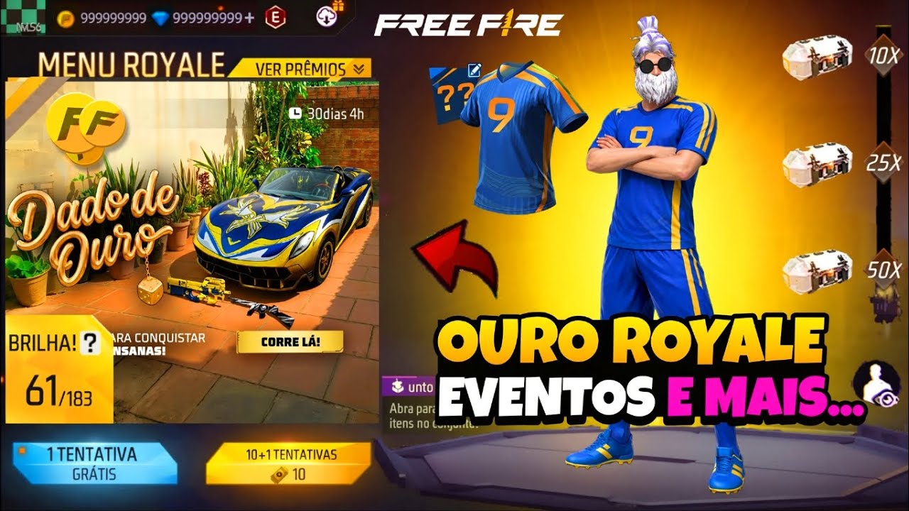 VLW GARENA!! OURO ROYALE ESPECIAL, PEGUE AS SKINS E CAMISA DE TIME NO FREE FIRE