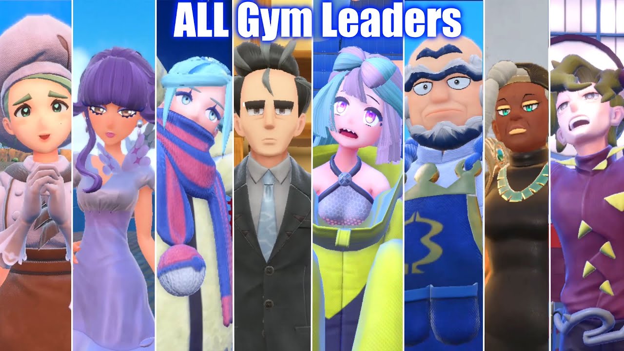 Pokemon Scarlet & Violet - All Gym Leader Intros + Victories (Gym Badges)
