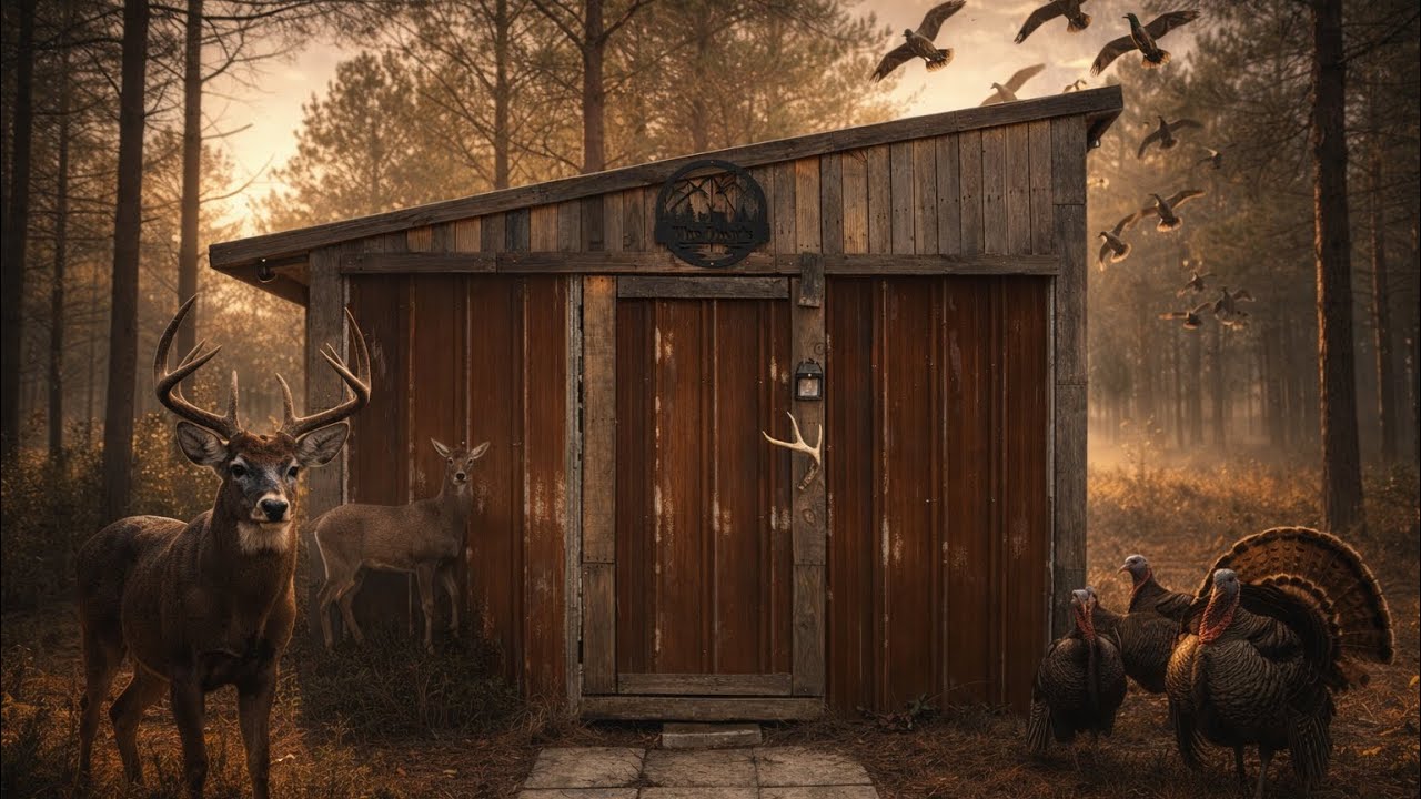 Come check out my pallet/scrap material hunting camp! #palletcabin #huntingcamp #outdoors #Diy 