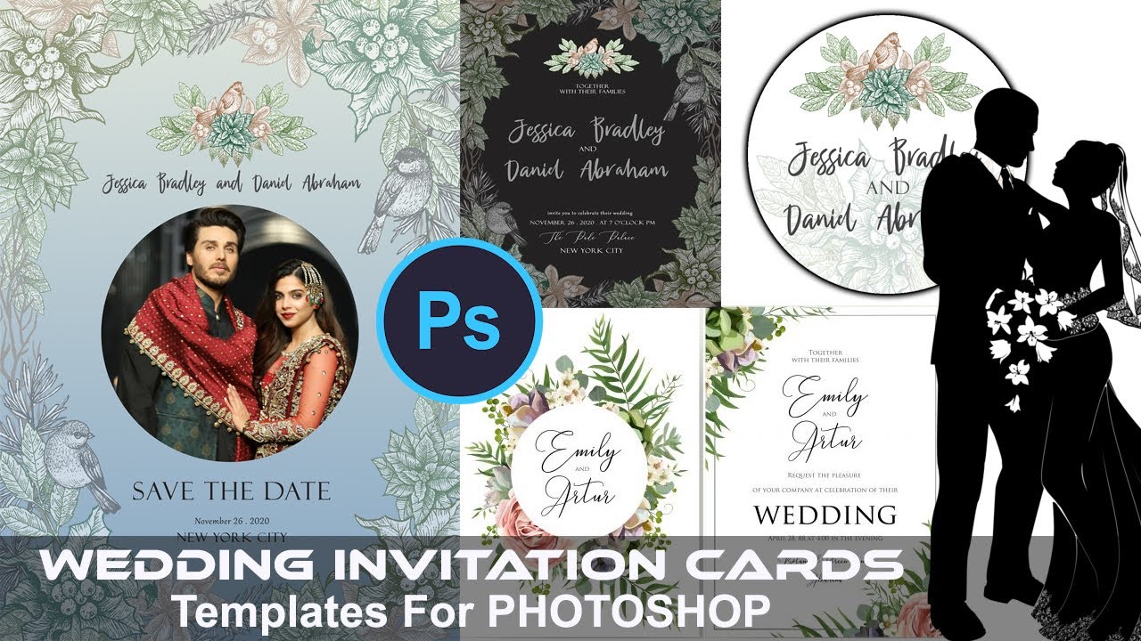 Wedding Invitation Cards Templates Download For Photoshop |English| |Photoshop Tutorial|