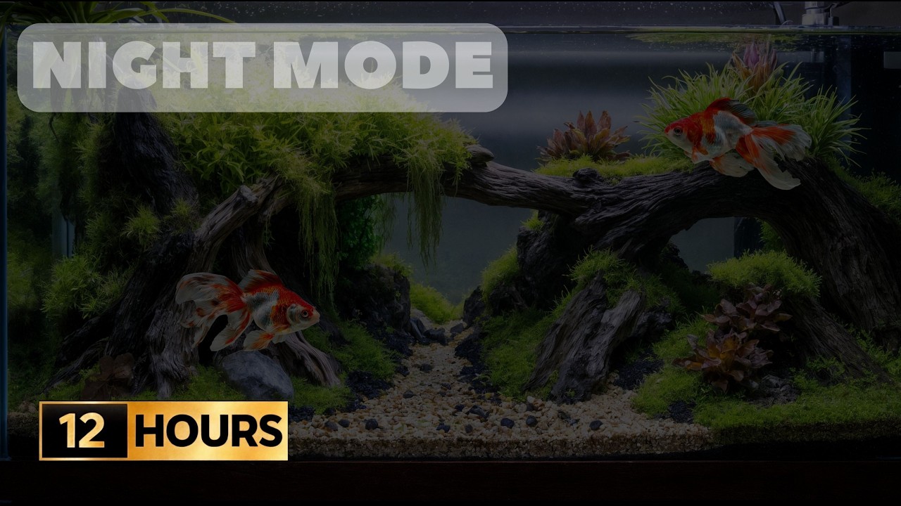 Freshwater Aquarium | 12 Hours Sleep Mode | Dark Aquarium | Water Sounds ASMR