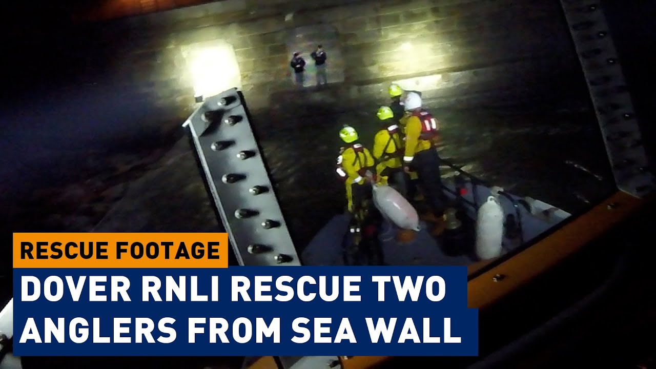 Watch: Dramatic footage as Dover lifeboat rescue two stranded anglers