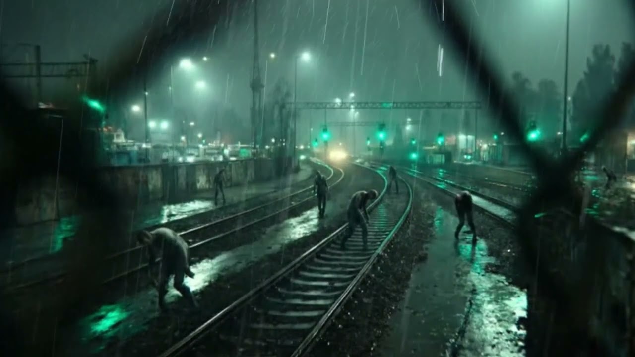 Abandoned Railway Zombies in Heavy Rain : Cinematic Horror Ambience