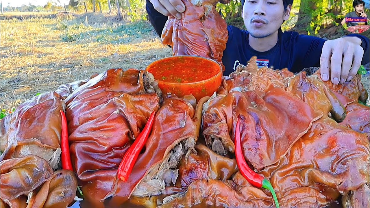 พะโล้หมูตุ๋นจิ้มซีฟู้ดแกล้มผักพริกสดแซ่บคักอีหลีครีบพี่น้อง ASMR MUKBANG EATING SHOW#โก้อีสานพาแดก 