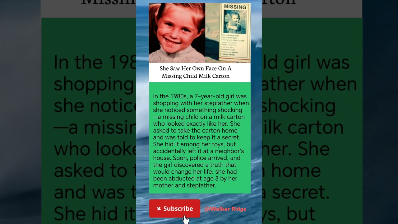 She Saw Her Own Face On A Missing Child Milk Carton #youtubeshorts #truestory #history #american