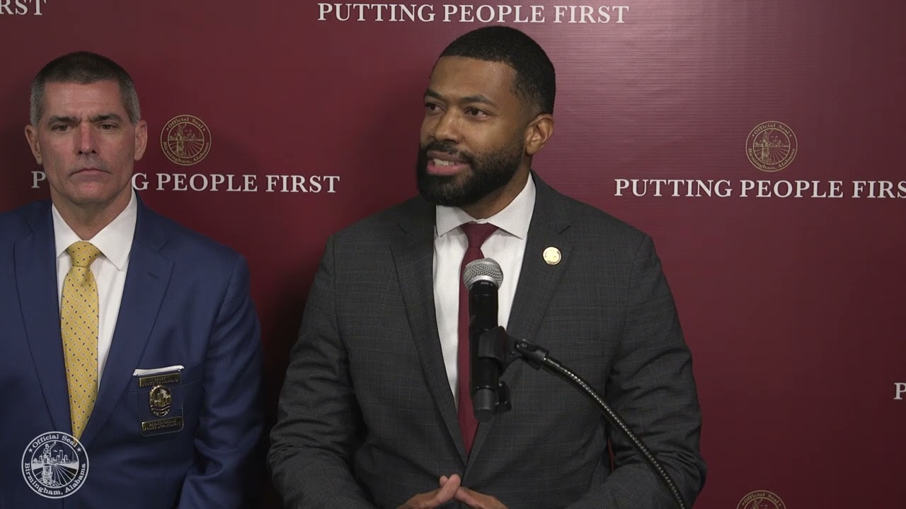 Mayor Woodfin and police command staff make announcement