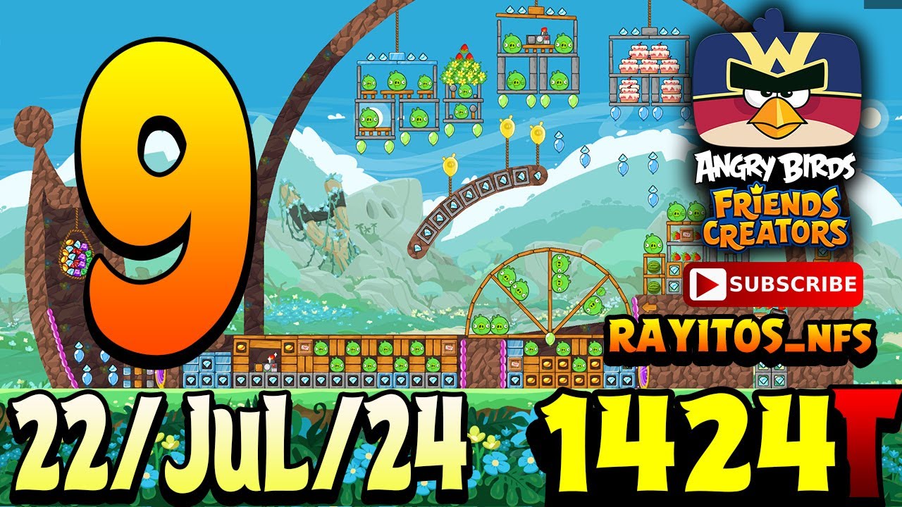 Angry Birds Friends Level 9 Tournament 1424 Highscore POWER-UP walkthrough
