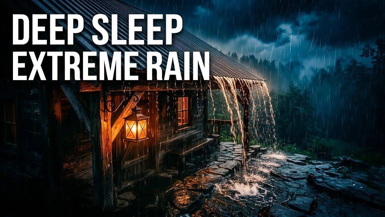 Heavy Rain Sounds on Metal Roof 🌧️ Cozy Night Storm for Deep Sleep & Relaxation