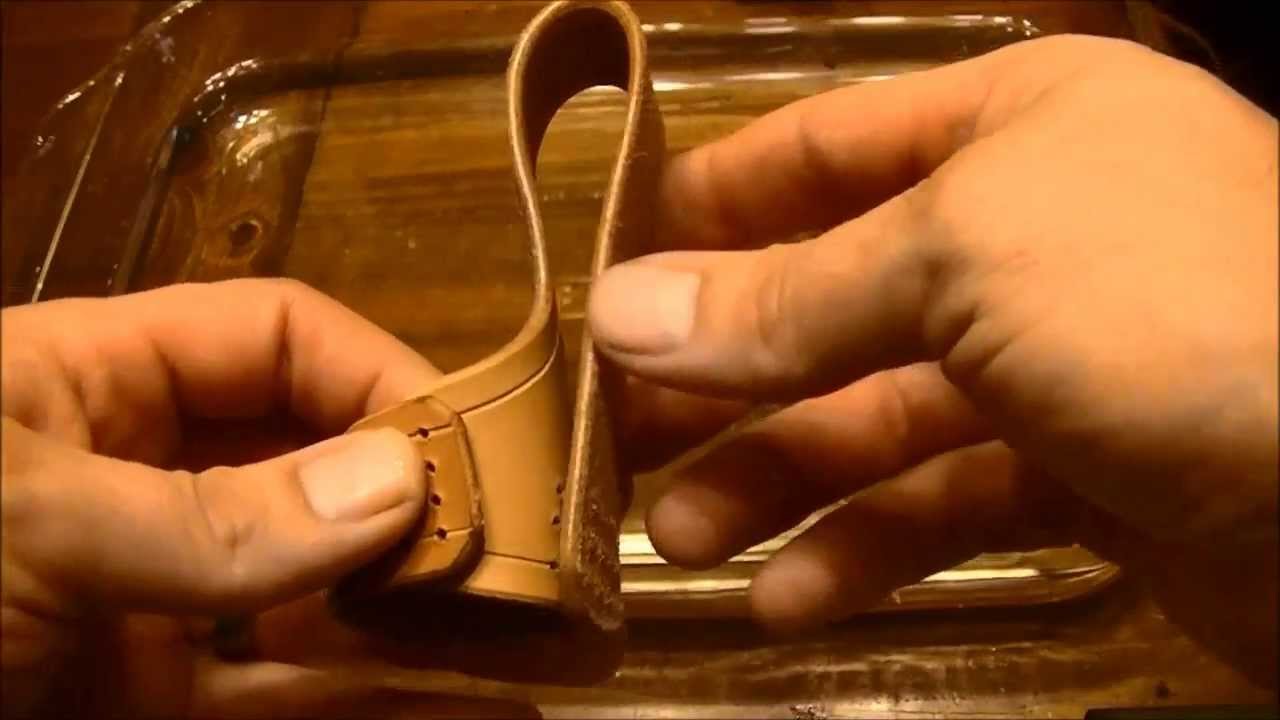 How to make a leather tomahawk cover and loop.  Part 1