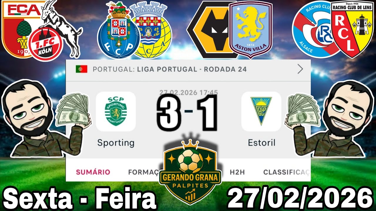 PALPITES DE FUTEBOL PARA HOJE 27 02 2026 SEXTA - FEIRA COM PLACARES EXATOS, BILHETE PRONTO + ZEBRA