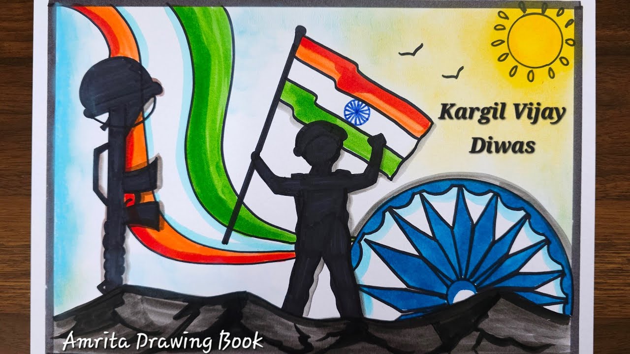 Kargil vijay diwas drawing easy | Kargil Vijay Diwas Poster | Vijay Diwas drawing | Independence Day