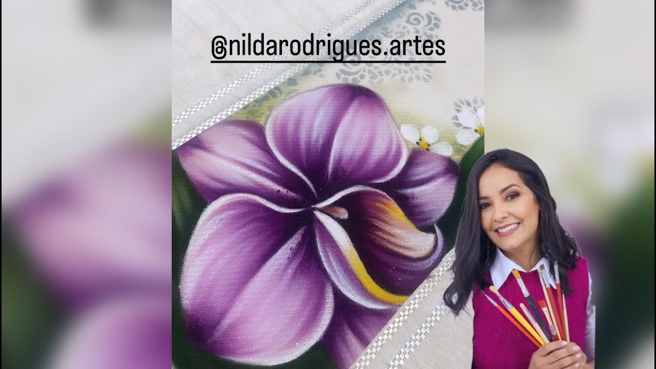 Pintura em tecido como pintar orquidea  parte 01