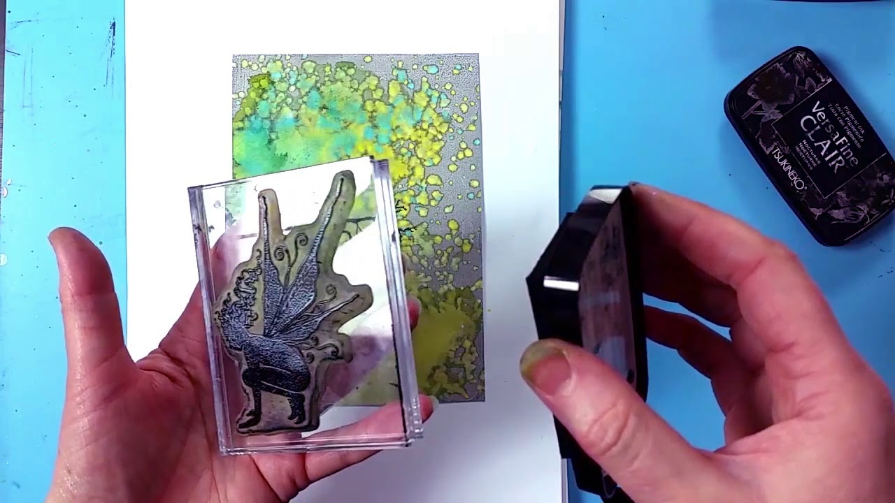 A Jaylar card made with the Lavinia Stamps Brusho Kit