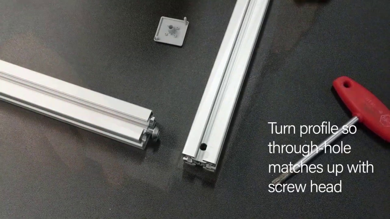 Right angle: Rexroth profile and connection screw, with end cap