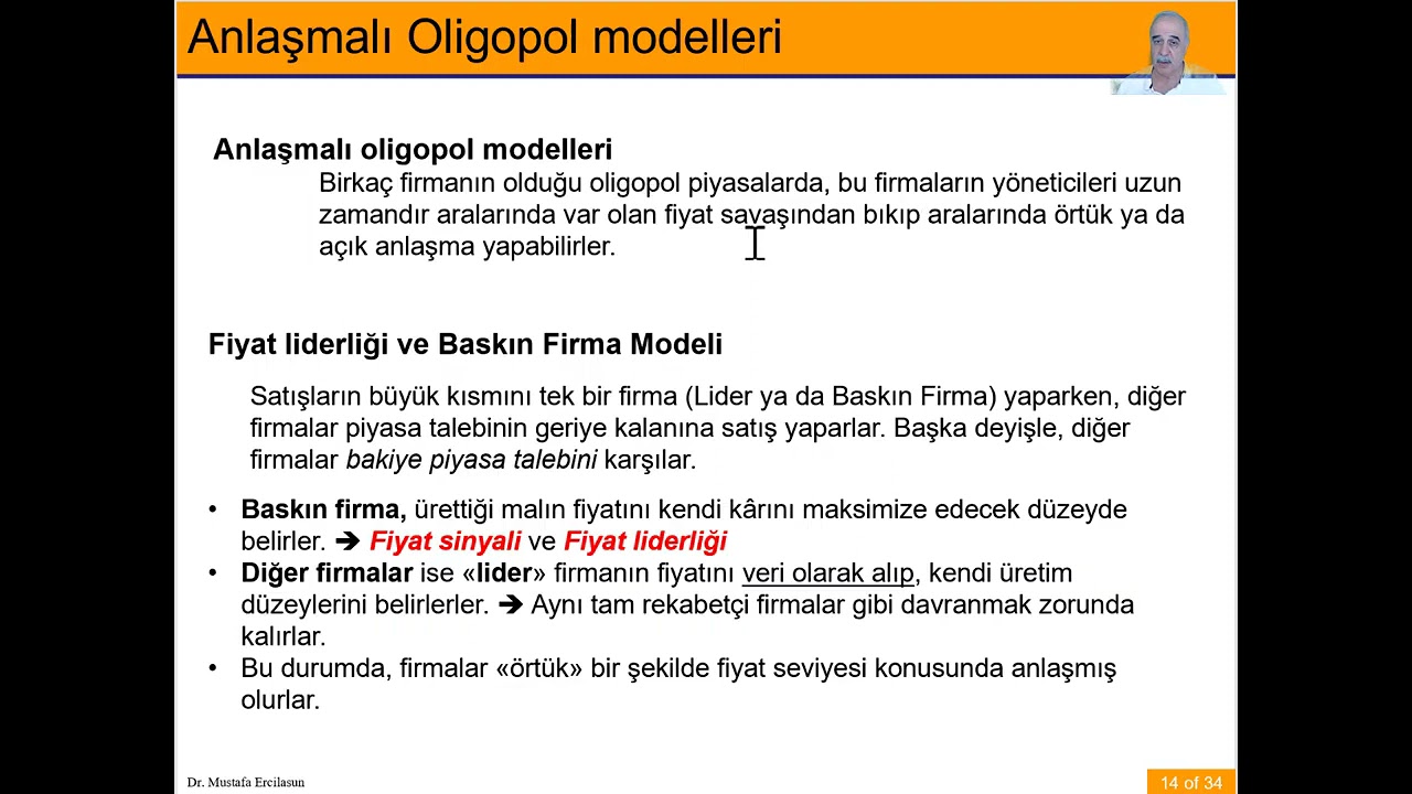 Oligopol Piyasalar B&ouml;l&uuml;m 2 Cournot , Bertrand, Stackelberg modelleri 1
