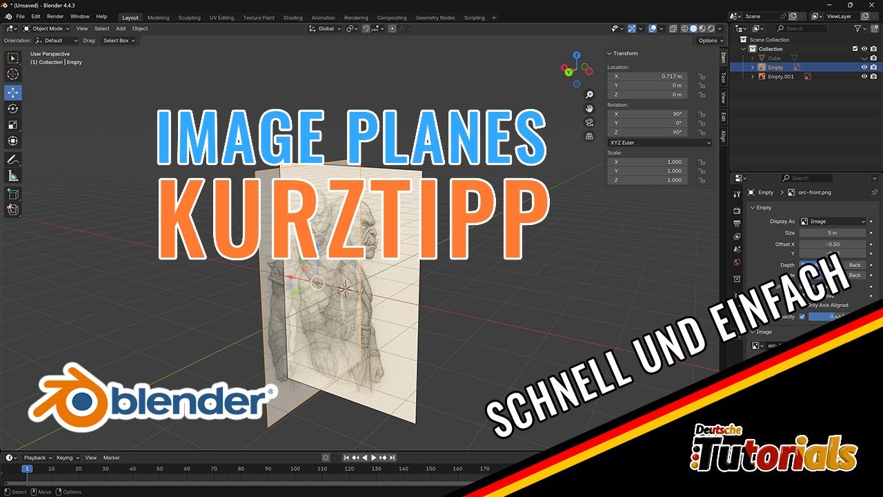 Blender Image Planes erstellen schnell und einfach bearbeiten - Tutorial deutsch