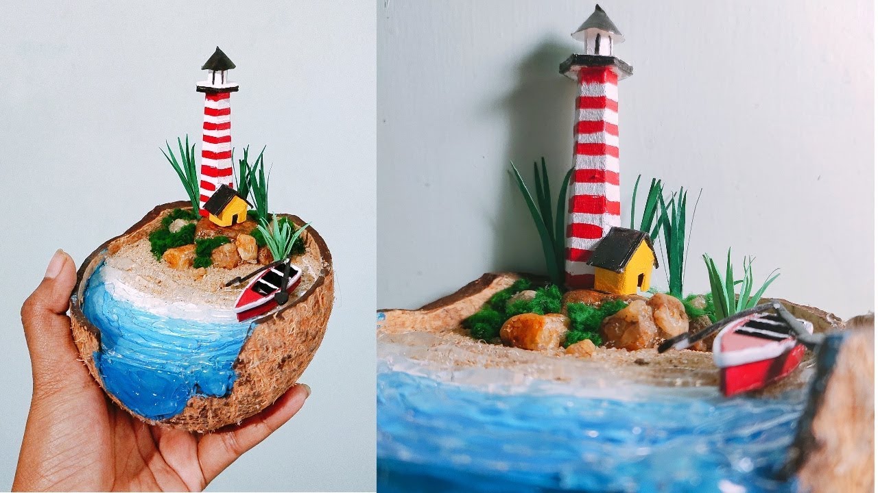 DIY Mini Sea Beach in Coconut Shell | DIY Waste Materials Craft idea