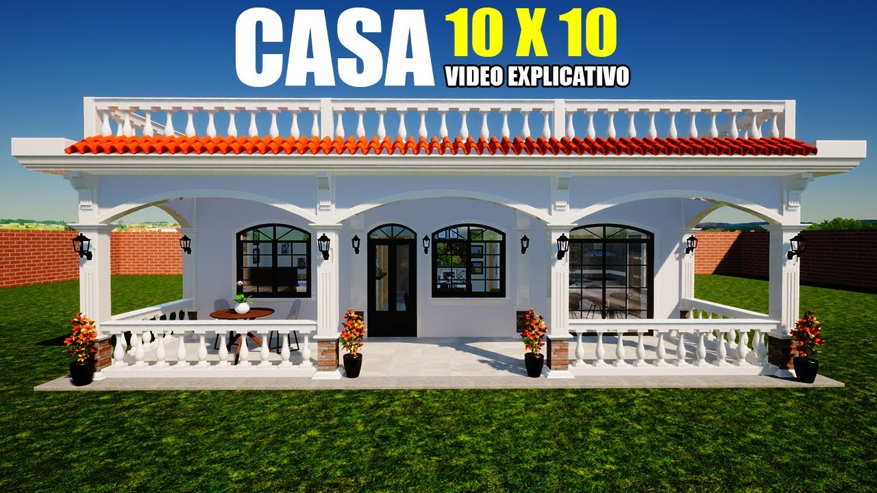 🏠Como construir una casa de 10 x 10 metros | Dise&ntilde;o de Casa 10 x 10 metros | Plano de Casa 10 x 10 M