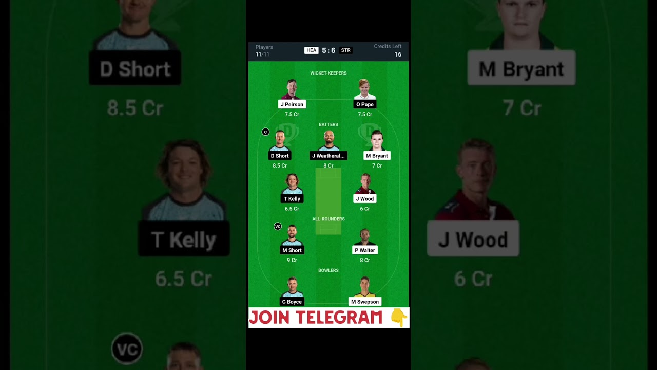 HEA VS STR TODAY DREAM 11 TEAM] #dream11 #shorts #ipl #winning