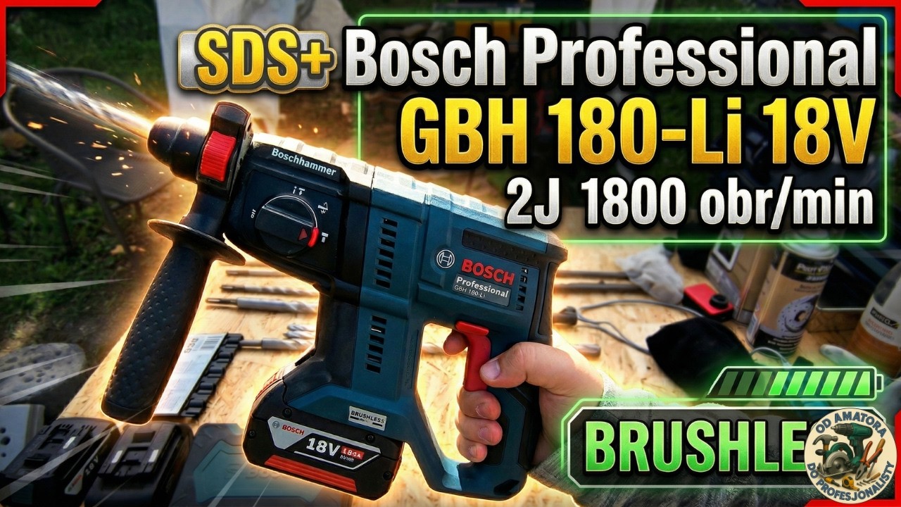 🆕 Test i recenzja: SDS+ Bosch Professional GBH 180-li 18v 2J 1800obr 4Ah 5Ah silnik Brushless BL