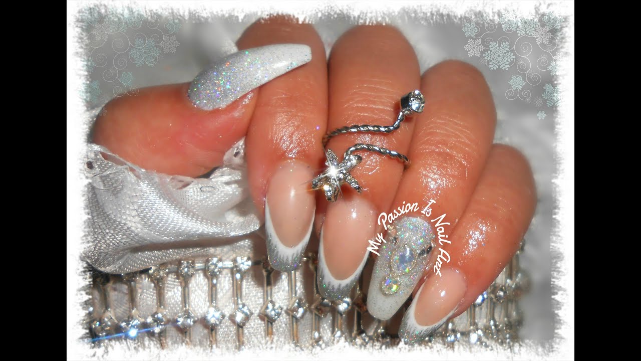 Ice nails- glitter sfumati e gioiello in gel su unghie 