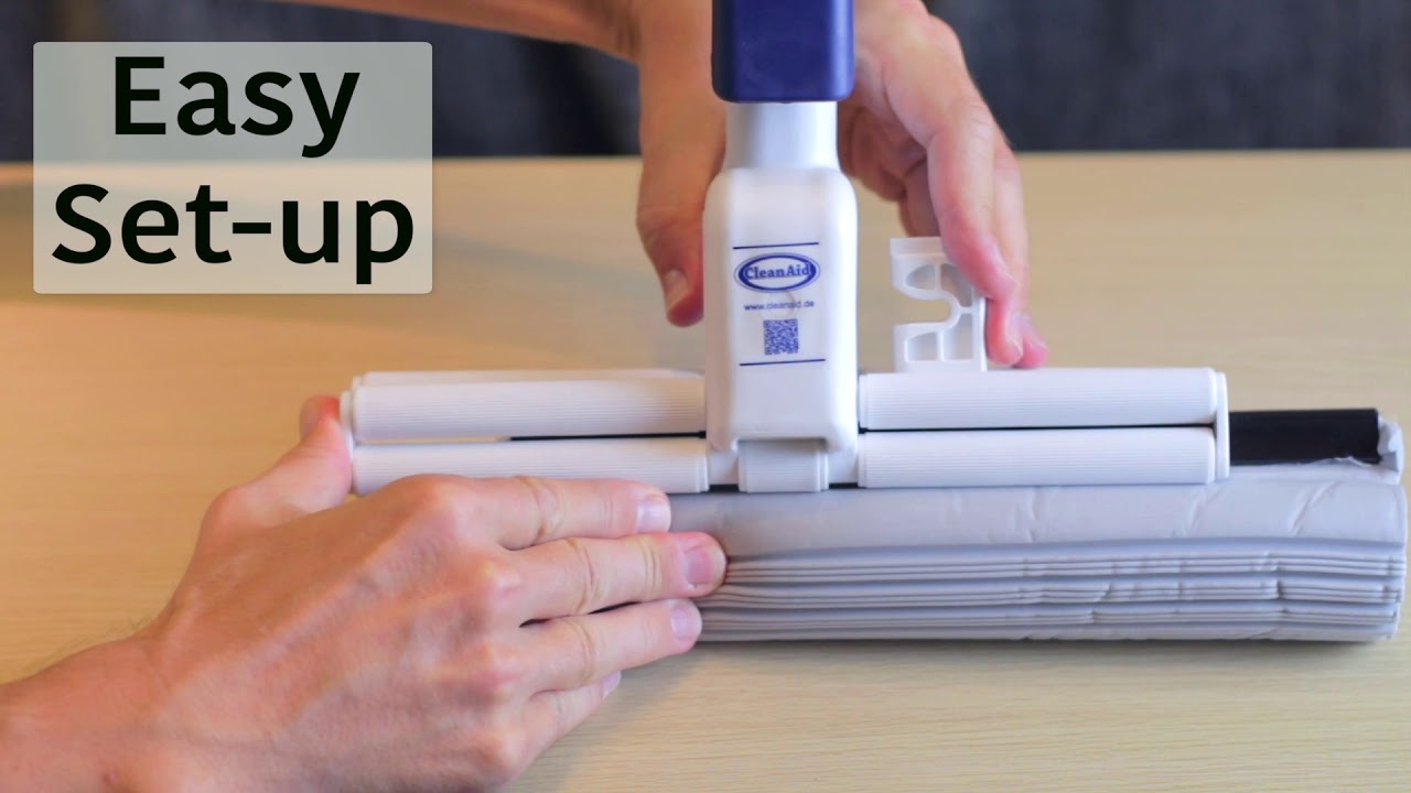 CleanAid OneTouch Magic Mop - the Sponge mop that cleans all smooth surfaces - hands free